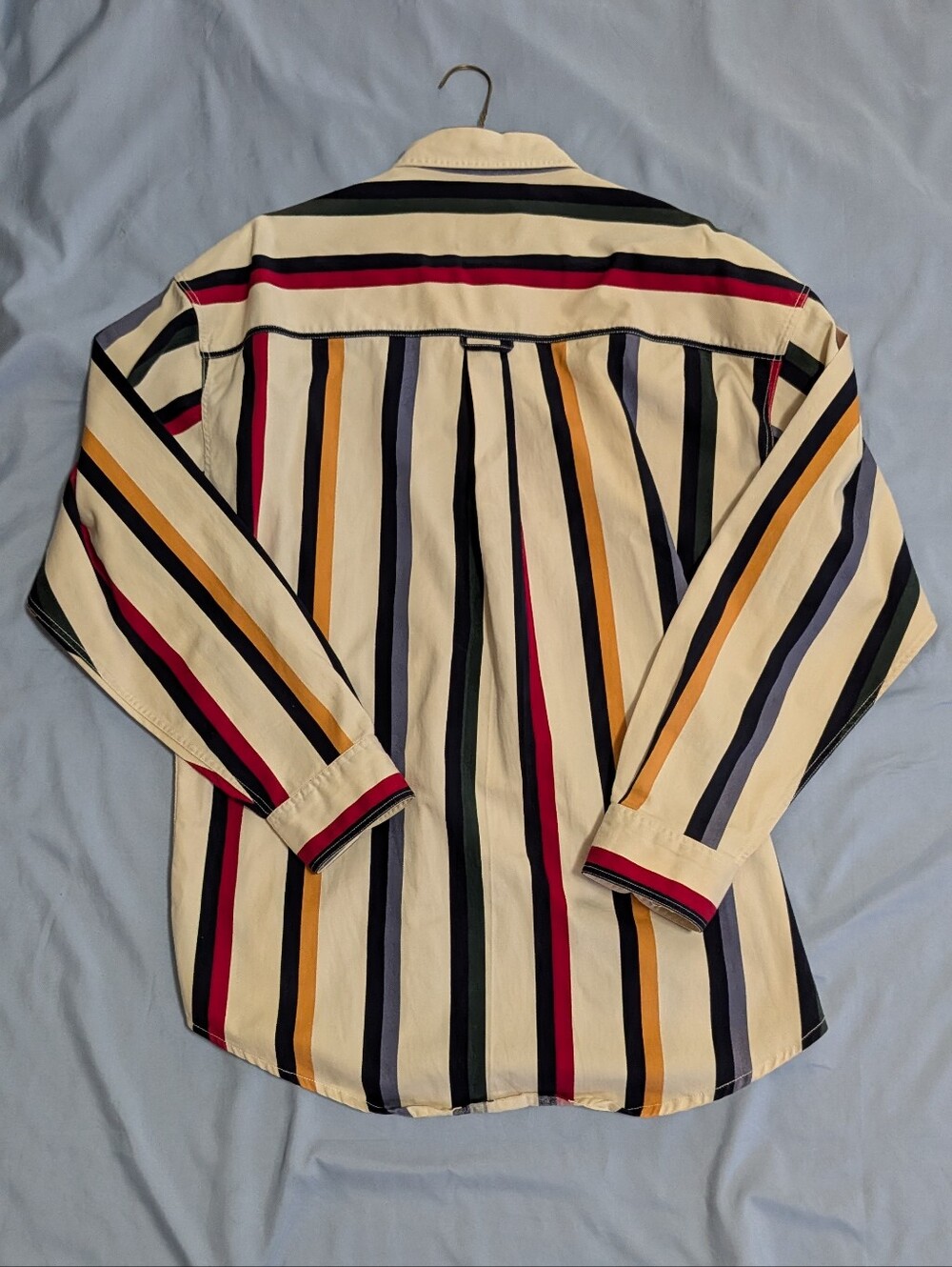 Vintage 90s Chaps Ralph Lauren Striped Shirt Large Long Sleeve Crest Crown - Picture 2 of 8